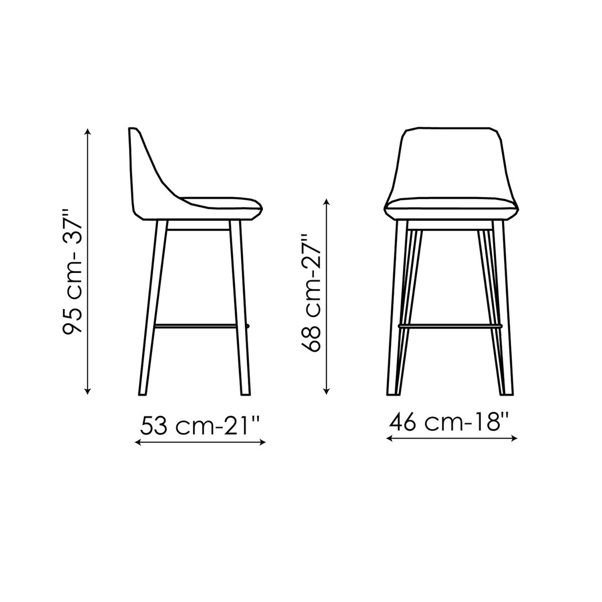 Bonaldo Itala too H 68 Stool — manufacturer model and dimension drawing