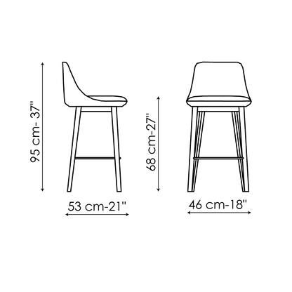 Bonaldo Itala too H 68 Stool — manufacturer model and dimension drawing