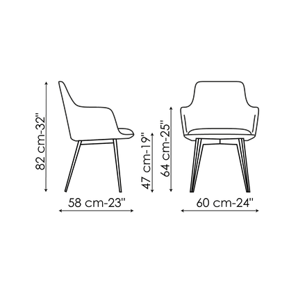 Bonaldo Miss Itala Chair — manufacturer model and dimension drawing
