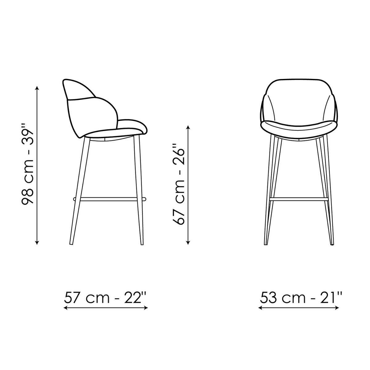 Bonaldo My way too H 67 Stool — manufacturer model and dimension drawing