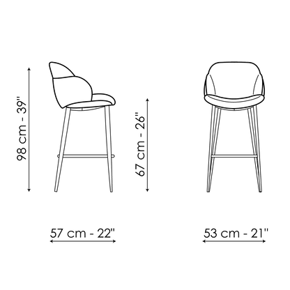 Bonaldo My way too H 67 Stool — manufacturer model and dimension drawing