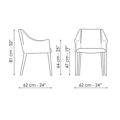 Bonaldo Vela Chair — manufacturer model and dimension drawing