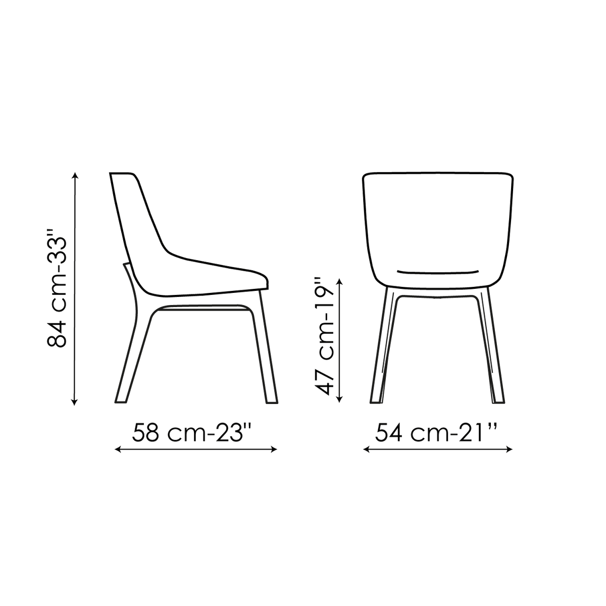 Bonaldo Artika Wood Chair — manufacturer model and dimension drawing
