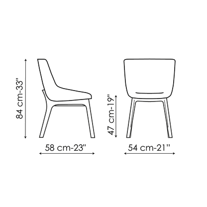 Bonaldo Artika Wood Chair — manufacturer model and dimension drawing