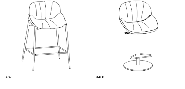 Bontempi Amelie Barstool — manufacturer catalogue drawings with article references