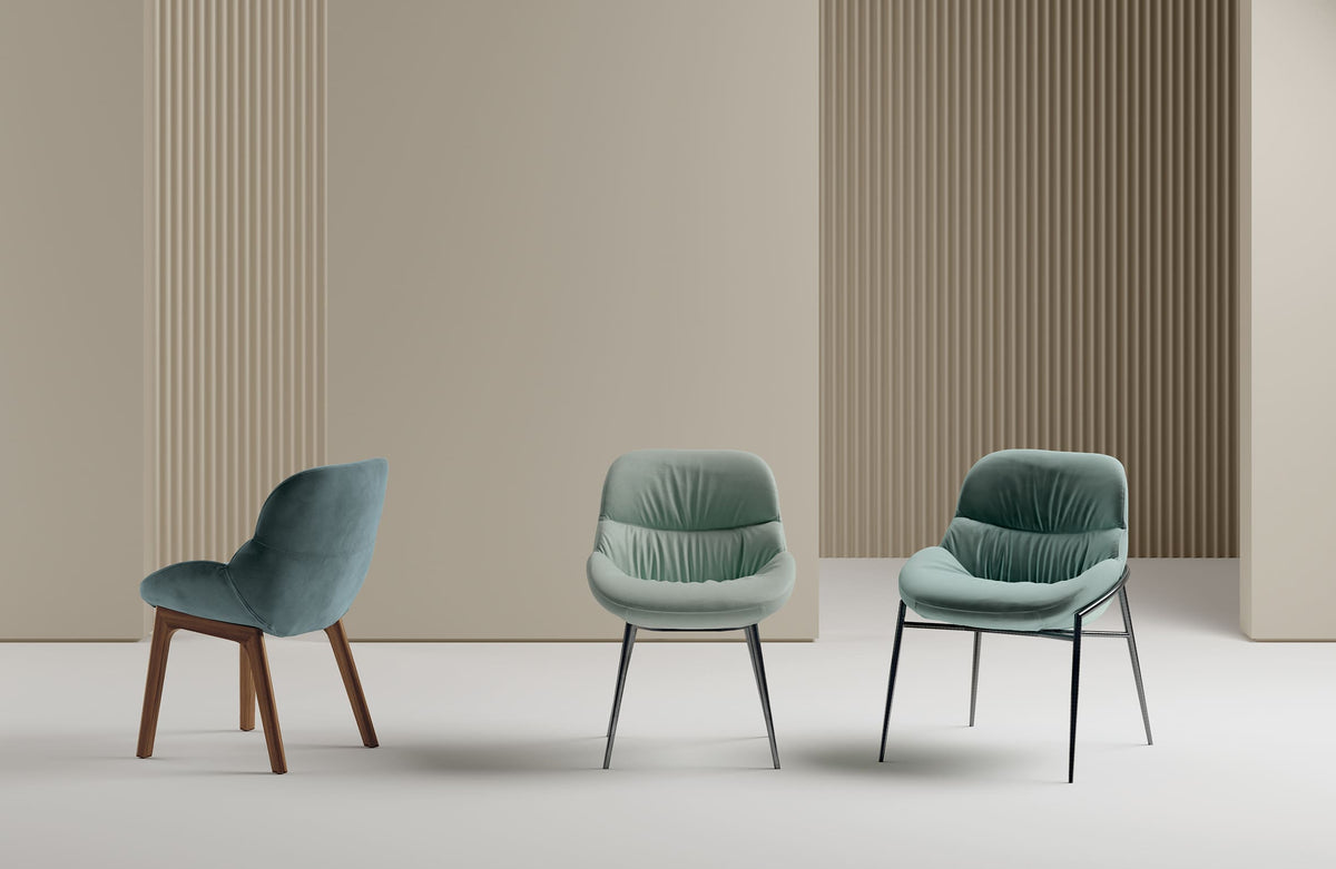 Bontempi Amelie Dining Chair — manufacturer photograph; AMELIE 34 91 L006 TENO008 AMELIE 34 92 M326 TEBQ015 AMELIE 34 90 M326 PR06