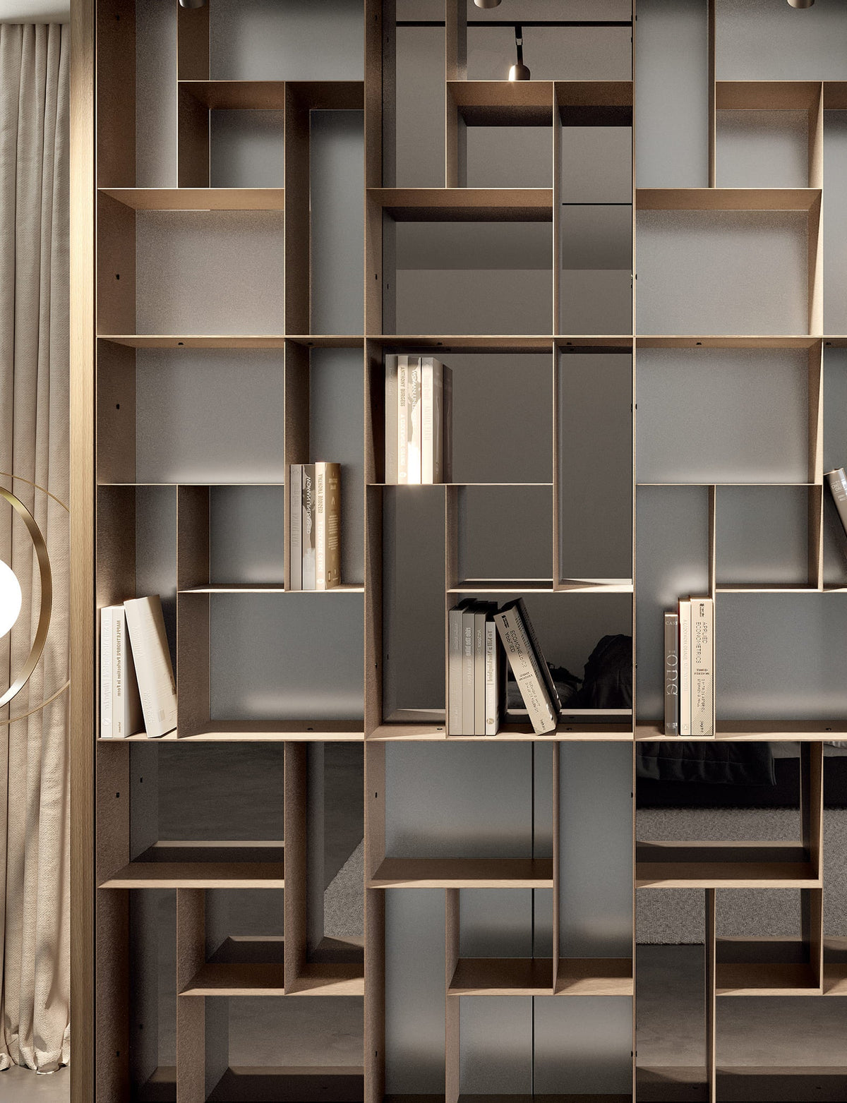 Bontempi Atena Bookcase Compositions — manufacturer photograph; ATENA 16 31 M028 ATENA 16 32 M028 C301 ATENA 16 35 M028 2