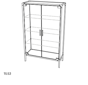 Bontempi Audrey Glass Display Cabinet — manufacturer catalogue drawings with article references