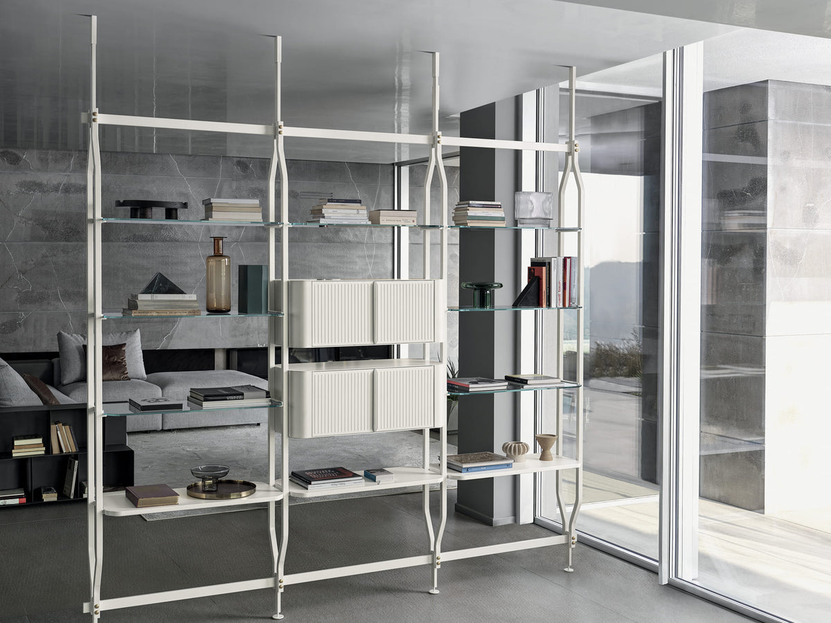 Bontempi Charlotte Shelf — manufacturer photograph; CHARLOTTE_16-70M306_M325_RIPIANI_16-76M306_C157_16-77M306_L079_CONTENITORI16-79M306-3