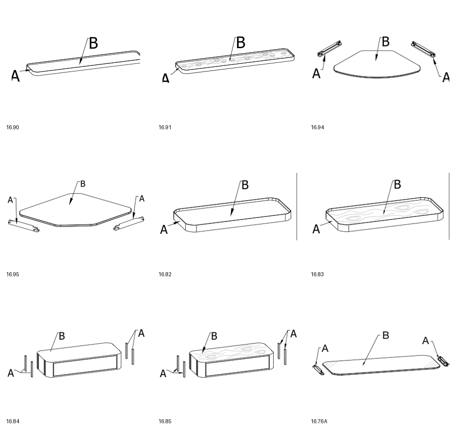 Bontempi Charlotte Shelf — manufacturer catalogue drawings with article references