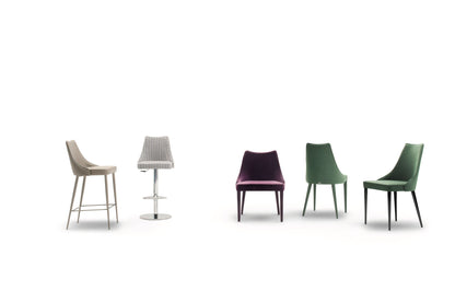 Bontempi Clara Dining Chair — manufacturer photograph; CLARA_40-69M312_PR04T_CLARA_40-59G093_TNS08_CLARA_40-60TVE03T_CLARA_40-11TL004T_CLARA_40-90M327_TL004T