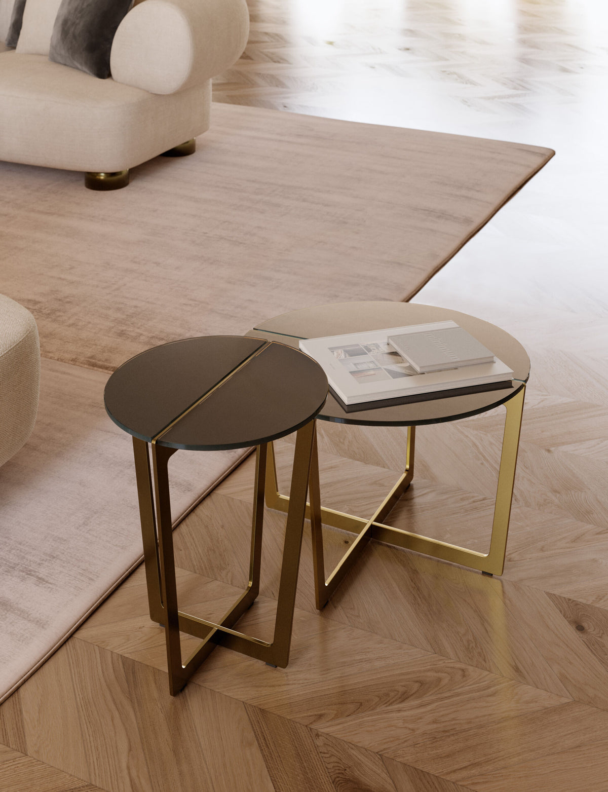 Bontempi Cross Coffee Table — manufacturer photograph; CROSS MINI 08.28 M328 C185S CROSS MINI 08.29 M325 C185S