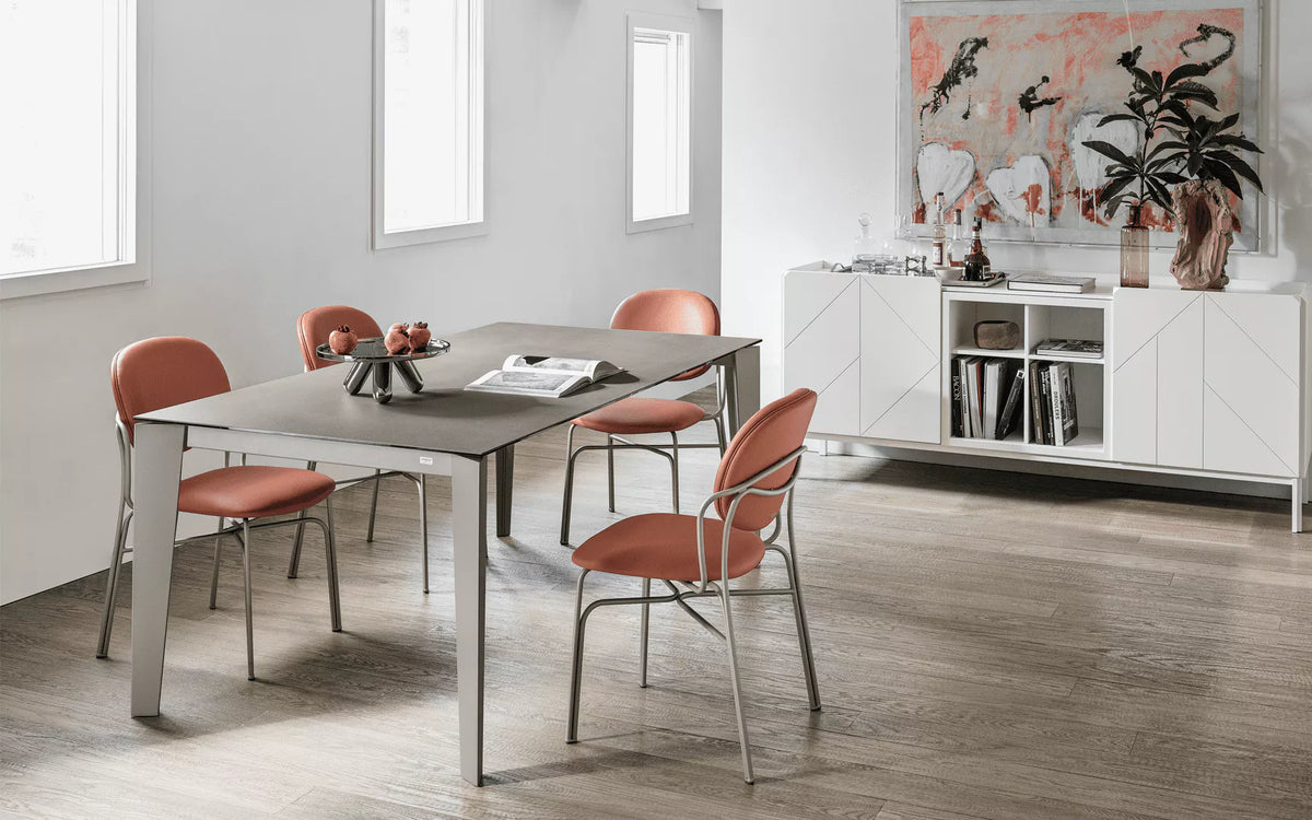 Bontempi Cruz Dining Table — manufacturer photograph; CRUZ_20-27M312_CR005_DADA_34-88M312_PR25_DADA_34-89M312_PR25__PICA_15-72LDM306_L079