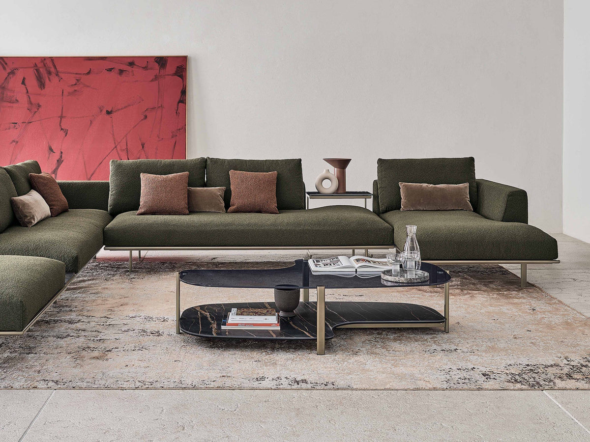 Bontempi Dakota Sofa Compositions — manufacturer photograph; DAKOTA_BD5_M328_TEBB008_CUSD043_TEBB010_CUSD062_TEVS007_PAGODA_07-59_M328_C158_CM025