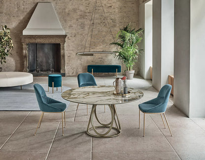 Bontempi Louis Dining Table — manufacturer photograph; LOUIS_53-63_M328_M325_CM010_QUEEN_34-46_M325_TEVS014_COMET_M328_PUFFOSO_40-97_40-98_M325_TEVS014