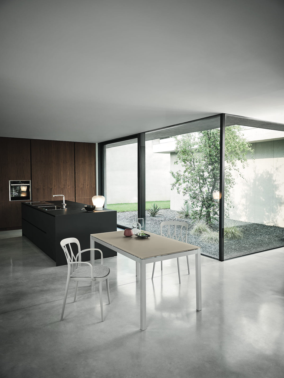 Bontempi Mago Dining Table — manufacturer photograph; MAGO_01-36_G093_C181S_GALAXY_34-60Z031_GALAXY_34-59Z031_GALAXY-PAD_34-59PADTPAD03_STONE_56-17M306