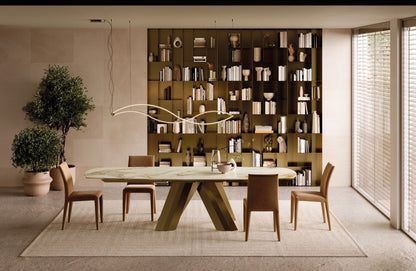 Bontempi Menhir Dining Table — manufacturer photograph; MENHIR 55.10 M328 CM015 SOFIA 04.08 TENO003 INFINITY 56.62 M028 ATENA 16.32 M028 M028