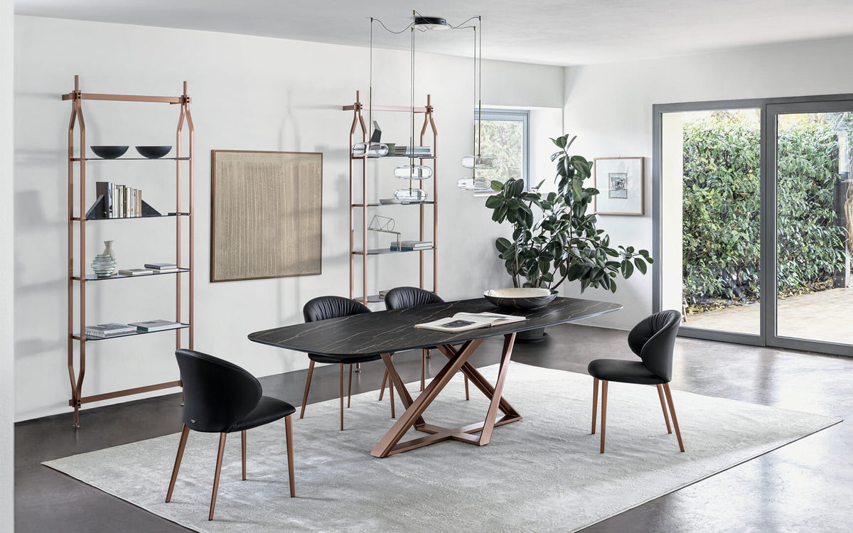 Bontempi Millennium Dining Table — manufacturer photograph; MILLENNIUM_20-96M329_CM025_DROP_34-82M329_PR11_SPARK_56-29M352_V001_CHARLOTTE_16-60M329_M327_RIPIANI_16-76M329_C158