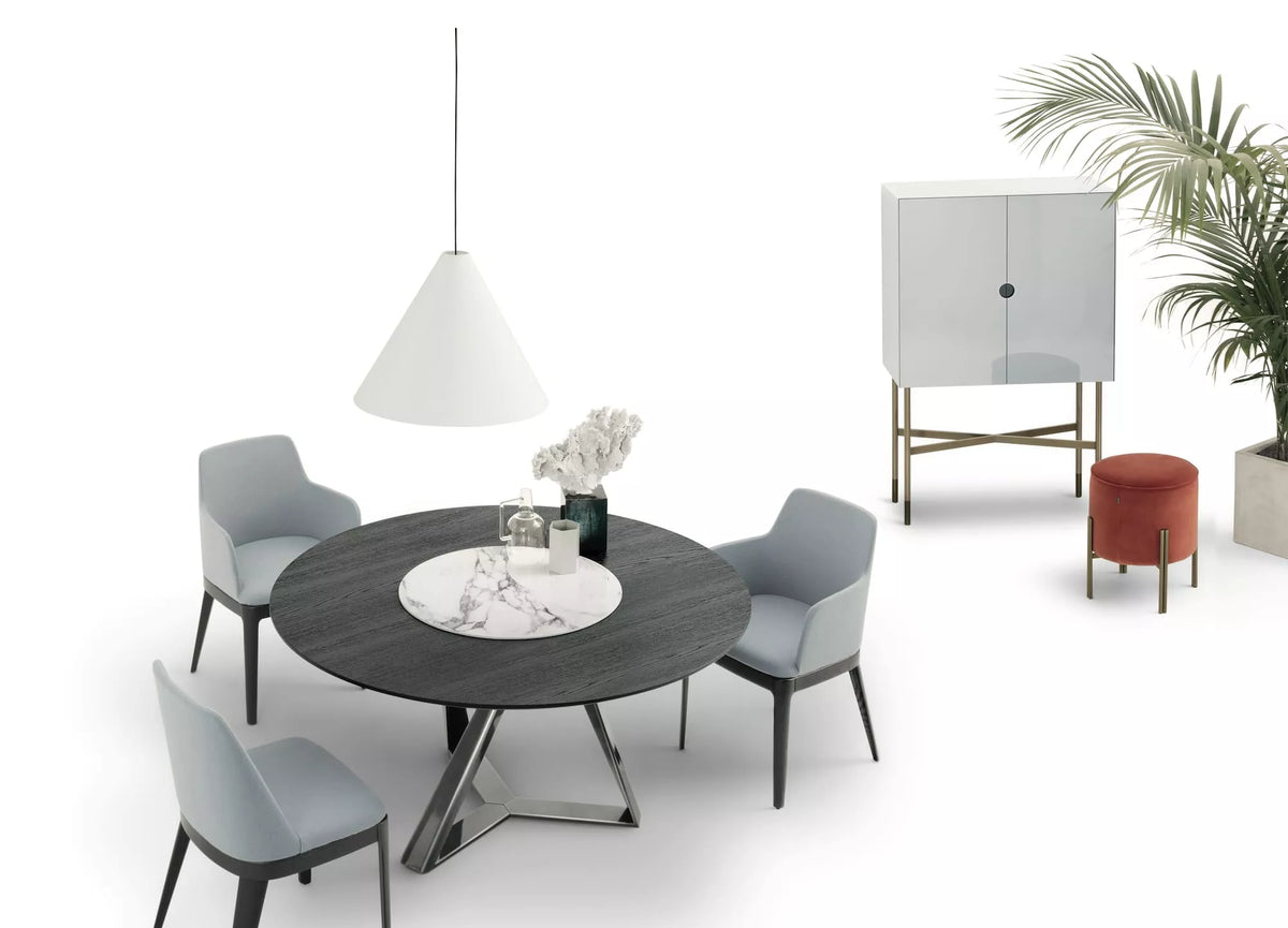 Bontempi Millennium Ring Dining Table — manufacturer photograph; MILLENNIUM_20-91M326_L038_CM003_MARGOT_40-65_40-45L110_PR08_PUFFOSO_PFF000101M328_M327_C166_STREGA_56-05TEN05