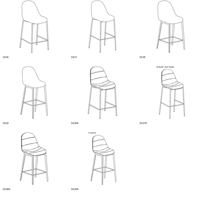 Bontempi Mood Barstool — manufacturer catalogue drawings with article references