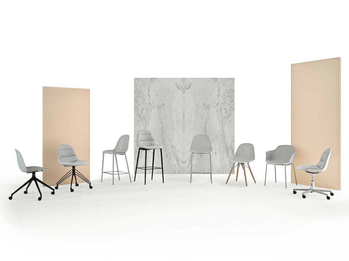 Bontempi Mood Dining Chair — manufacturer photograph; MOOD_34-14M327_Z006_MOOD_34-12RM327_Z006_PR08_MOOD_34-28M097_Z006_MOOD_34-29RM327_Z006_PR08_MOOD_34-30M097_Z006_MOOD_34-08L109_Z006_M097_MOOD_34-19M097
