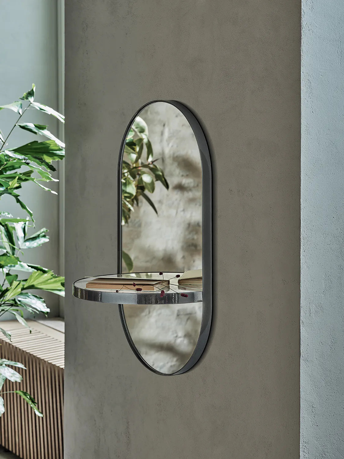 Bontempi Pill Mirror with Shelf — manufacturer photograph; PILL_09-27_M326_C302_CM003