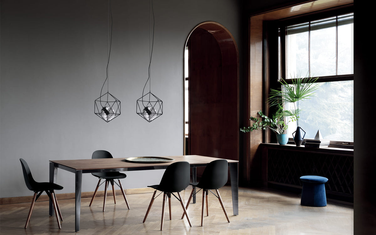 Bontempi Senso Dining Table — manufacturer photograph; OLIMPIA_MINI_56-16M326_SENSO_20-94M327_C152G_L036_MOOD_34-08L006_M327_Z0051