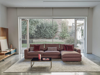 Bontempi Sunset Sofa Component — manufacturer photograph; SUNSET_SUNT182SX_M325_TEEL027_CHAISE_SUNP116DX_M325_TEEL027_CUSCINI_CUSD043_TEVS010_CUSD062_TEVS021_HIPHOP_06-79_M328_C185S