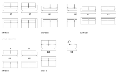 Bontempi Sunset Sofa Component — manufacturer catalogue drawings with article references