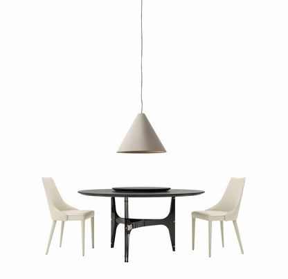 Bontempi Universe Dining Table — manufacturer photograph; UNIVERSE_52-76M327_M325_L038&LAZY SUSAN_07-95L038&CLARA_40-11PR02&STREGA_56-05M055_TEN06