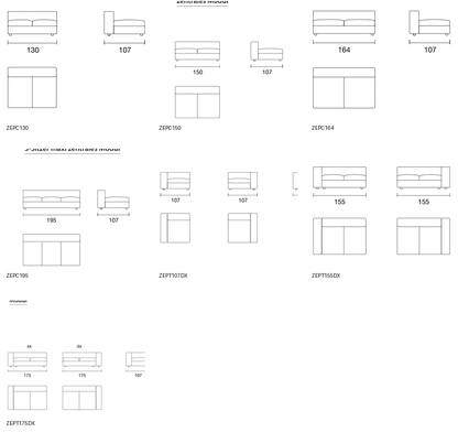 Bontempi Zenit Plus Sofa Component — manufacturer catalogue drawings with article references