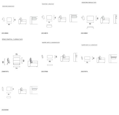 Bontempi Zenit Sofa Cushion — manufacturer catalogue drawings with article references
