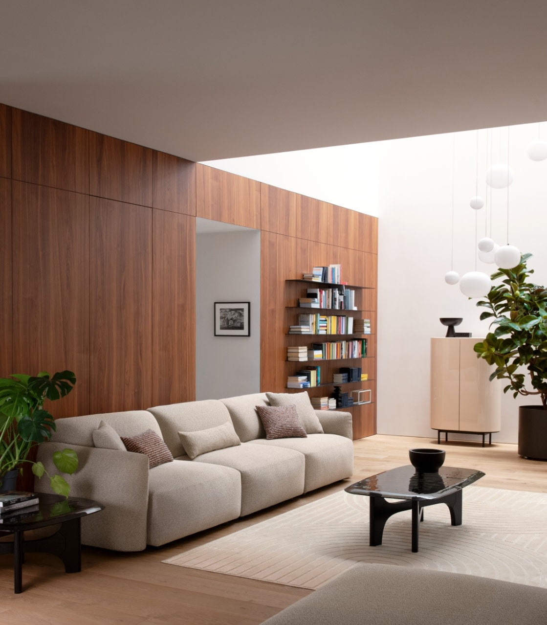 Calligaris Noemi in an interior setting. Upholstery and accessories are illustrative.