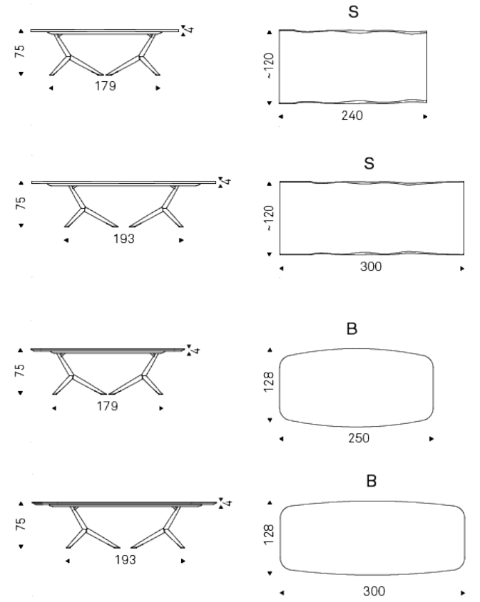 Cattelan Italia Table ATLANTIS Wood - dimensions