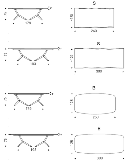 Cattelan Italia Table ATLANTIS Wood - dimensions