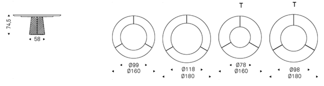 Cattelan Italia Table ATRIUM Ker-Wood Round - dimensions