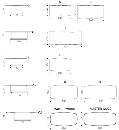 Cattelan Italia Table DRAGON Wood - dimensions