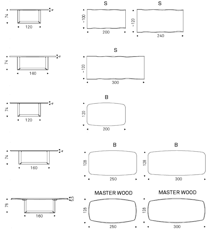 Cattelan Italia Table DRAGON Wood - dimensions