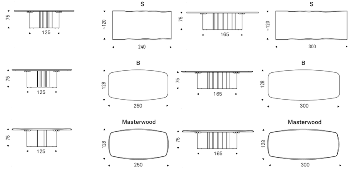 Cattelan Italia Table PAPEL Wood - dimensions