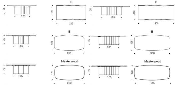 Cattelan Italia Table PAPEL Wood - dimensions