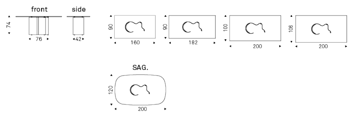Cattelan Italia Table PAPELITO Glass - dimensions