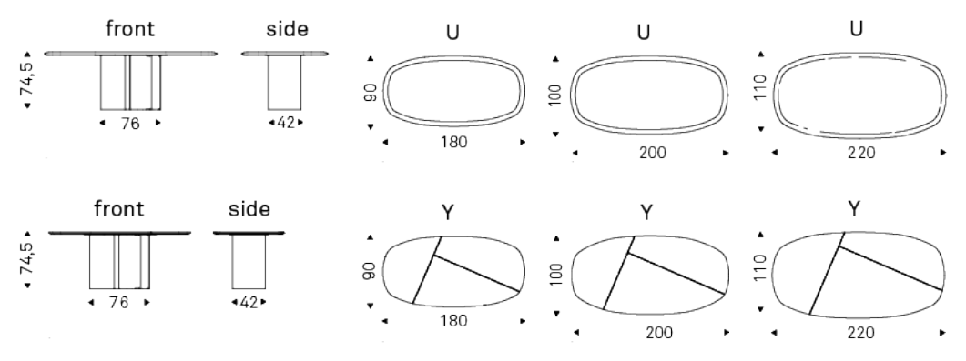 Cattelan Italia Table PAPELITO Wood - dimensions