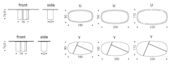 Cattelan Italia Table PAPELITO Wood - dimensions