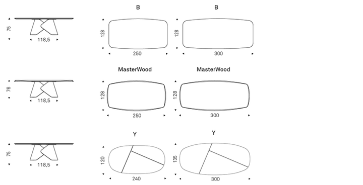 Cattelan Italia Table SCOTT Wood - dimensions