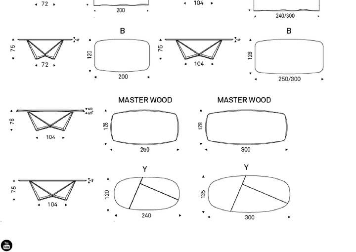 Cattelan Italia Table SKORPIO Wood - dimensions