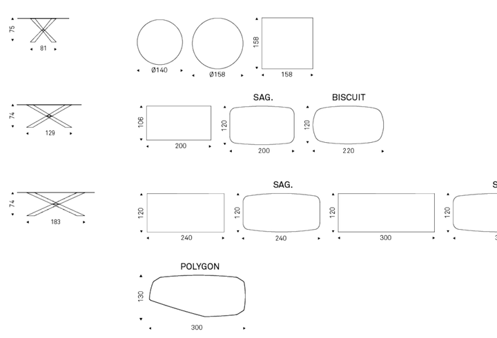 Cattelan Italia Table SPYDER Keramik - dimensions