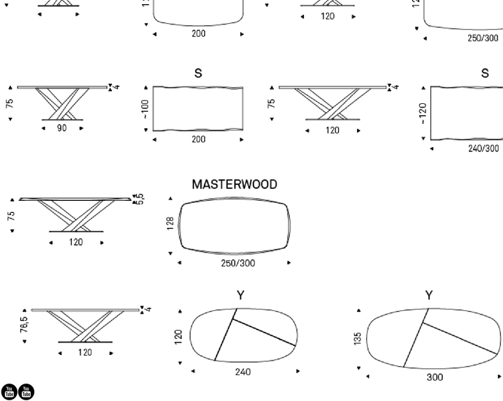 Cattelan Italia Table STRATOS Wood - dimensions