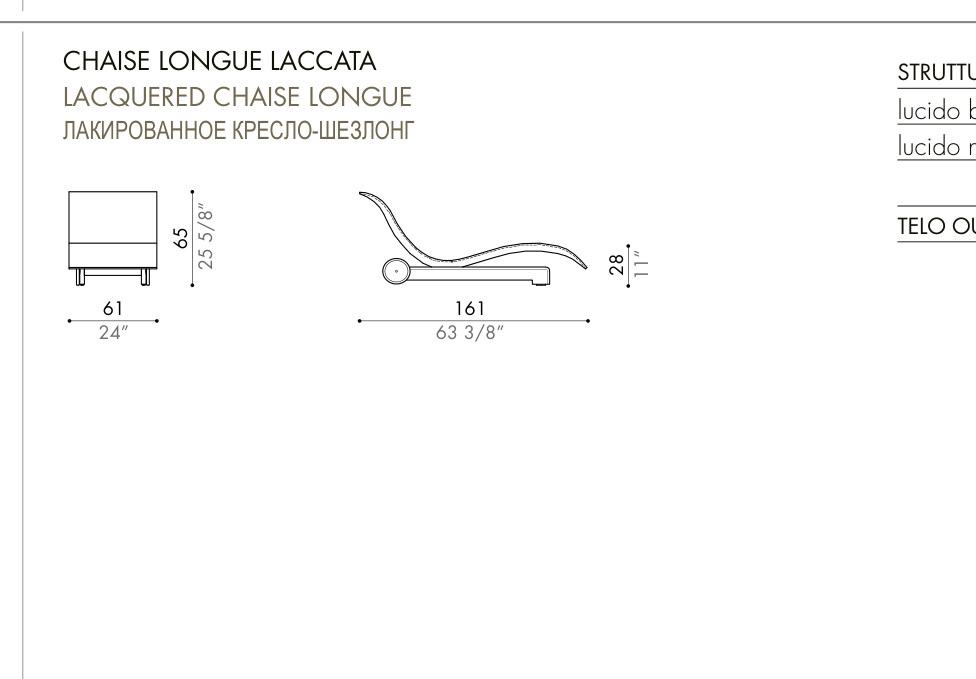 ELI FLY outdoor — lacquered chaise longue dimensions