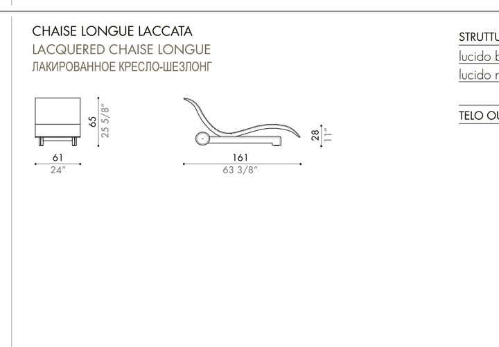 ELI FLY outdoor — lacquered chaise longue dimensions