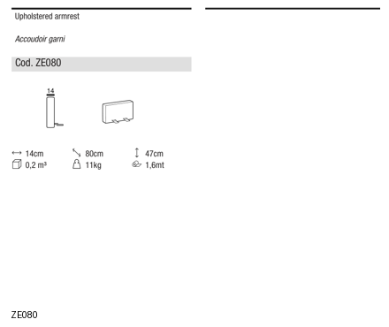 Ditre Italia Ada back cushions — manufacturer article drawings and dimensions